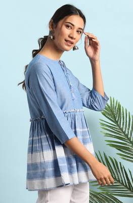 Blue woven cotton cotton tops 3
