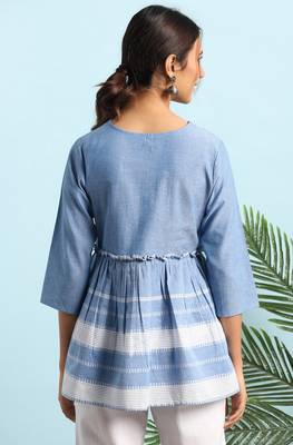 Blue woven cotton cotton tops 4