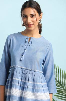 Blue woven cotton cotton tops 5
