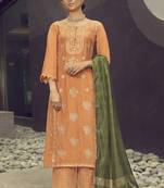 Orange embroidered pure silk salwar