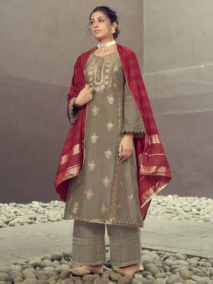 Light-brown embroidered pure silk salwar 1