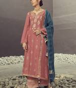 Pink embroidered pure silk salwar