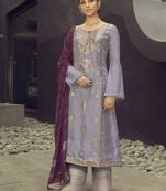 Lavender embroidered pure silk salwar