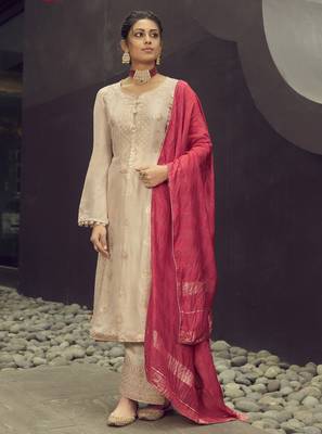 Cream embroidered pure silk salwar 1