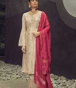 Cream embroidered pure silk salwar