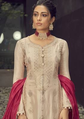 Cream embroidered pure silk salwar 2