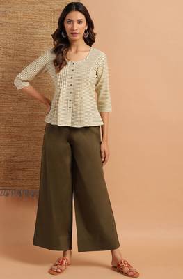 Janasya Cream printed cotton cotton tops 2