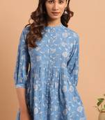 Janasya Blue printed cotton tunics