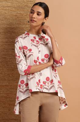Janasya White printed cotton tunics 1