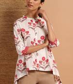 Janasya White printed cotton tunics