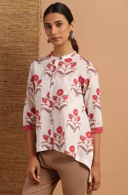 Janasya White printed cotton tunics 3