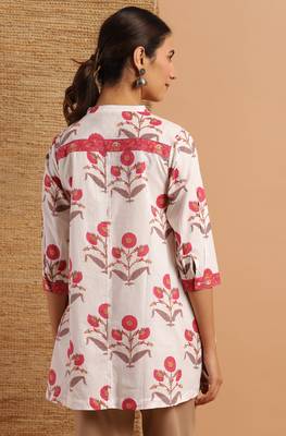 Janasya White printed cotton tunics 4