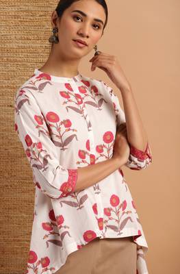 Janasya White printed cotton tunics 5