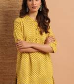 Mustard printed cotton tunics