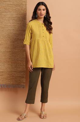 Mustard printed cotton tunics 2
