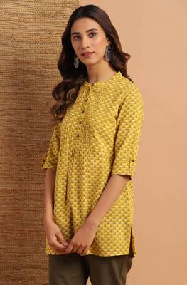Mustard printed cotton tunics 3