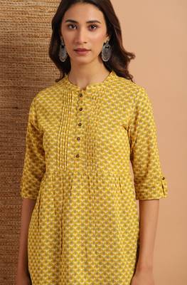 Mustard printed cotton tunics 5