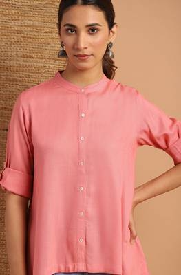 Pink plain viscose rayon tunics 5