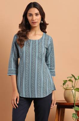 Blue printed cotton tunics 1