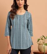 Blue printed cotton tunics