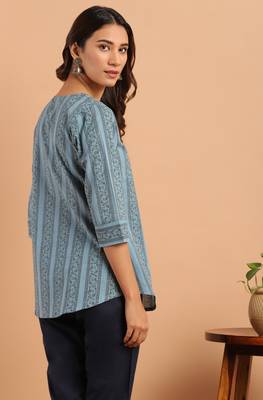 Blue printed cotton tunics 4