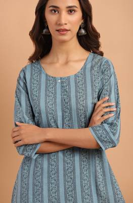Blue printed cotton tunics 5