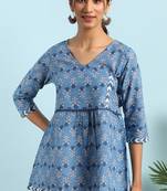 Janasya Blue printed cotton tunics