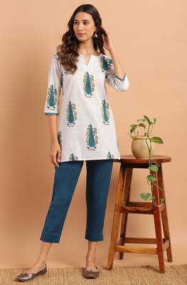 Janasya White printed cotton tunics 2