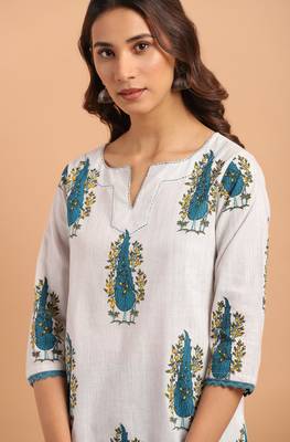 Janasya White printed cotton tunics 5
