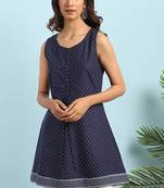 Navy blue printed cotton tunics