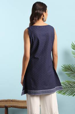 Navy blue printed cotton tunics 4