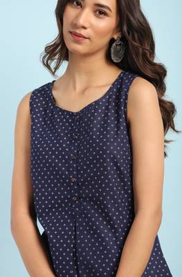 Navy blue printed cotton tunics 5