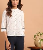Off white printed cotton cotton tops
