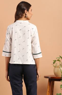 Off white printed cotton cotton tops 4