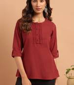 Maroon plain cotton cotton tops