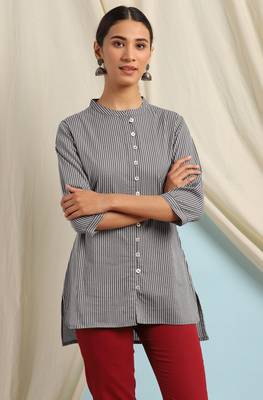 Grey printed cotton cotton tops 1