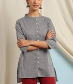 Grey printed cotton cotton tops