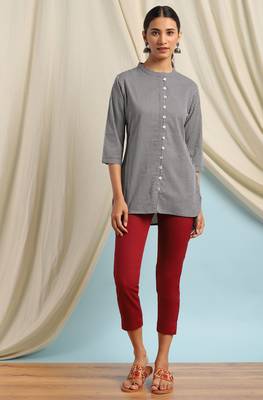 Grey printed cotton cotton tops 2