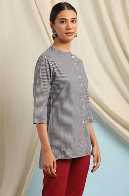 Grey printed cotton cotton tops 3