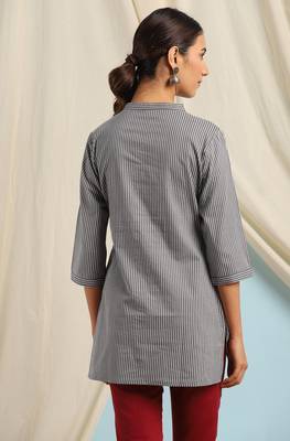 Grey printed cotton cotton tops 4