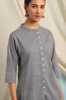 Grey printed cotton cotton tops 5