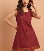 Maroon printed cotton cotton tops