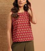 Red printed cotton cotton tops