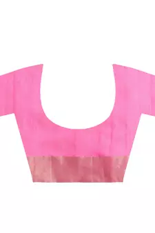 Pink hand woven chanderi saree with blouse