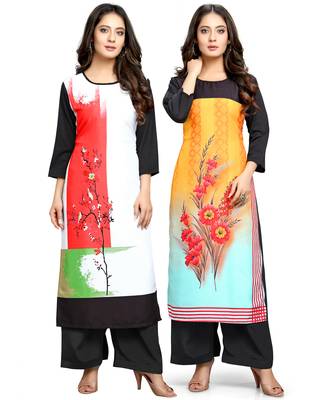 Multicolor printed crepe ethnic-kurtis 1
