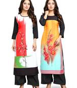 Multicolor printed crepe ethnic-kurtis