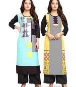 Multicolor printed crepe ethnic-kurtis