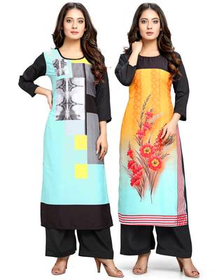 Multicolor printed crepe ethnic-kurtis 1