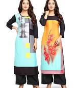 Multicolor printed crepe ethnic-kurtis