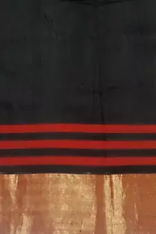 Black hand woven chanderi saree with blouse